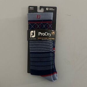 FootJoy ProDry Men's Golf Crew Socks - Blue Red Pattern
